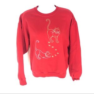 Ugly Christmas Cat Sweatshirt Sweater M Vintage